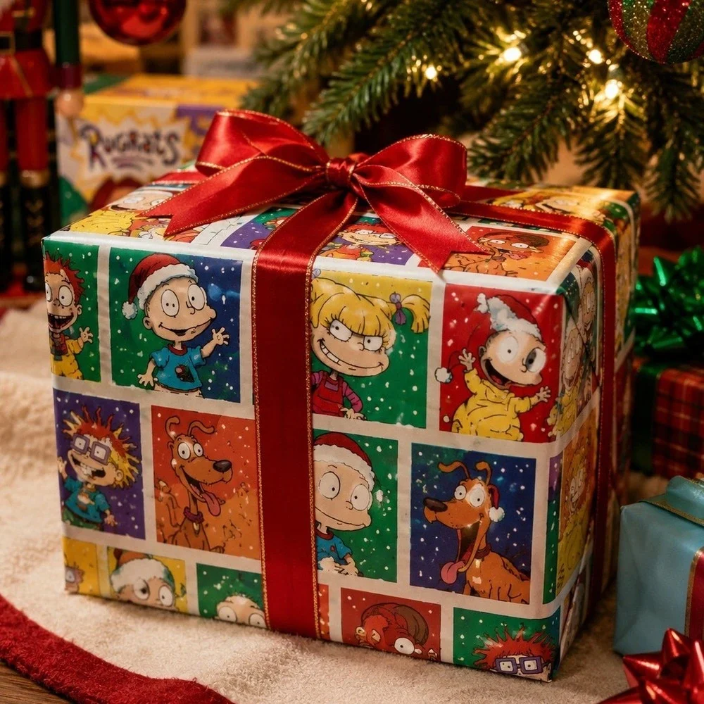 Vintage 1999 Rugrats Christmas Gift Wrap Nickelodeon Klasky Csupo 30 Sq Ft NOS